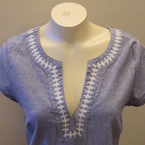 Mudpie | Chambray Embroidered Shift Dress - Picture 3 of 5